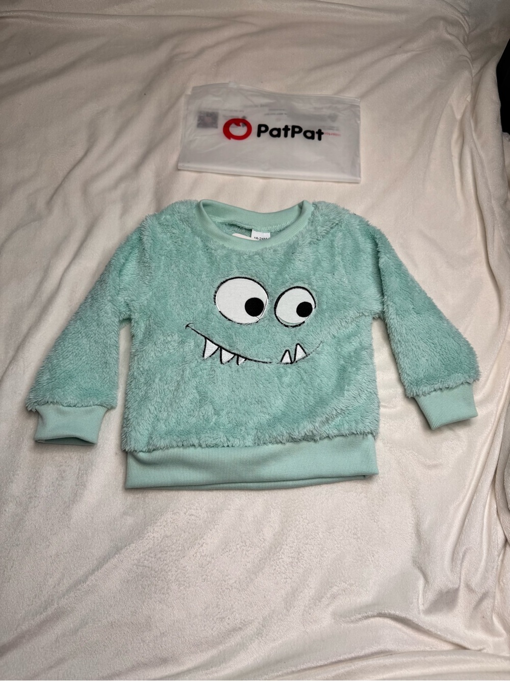 PatPat Mint Green Fuzzy Monster Sweatshirt